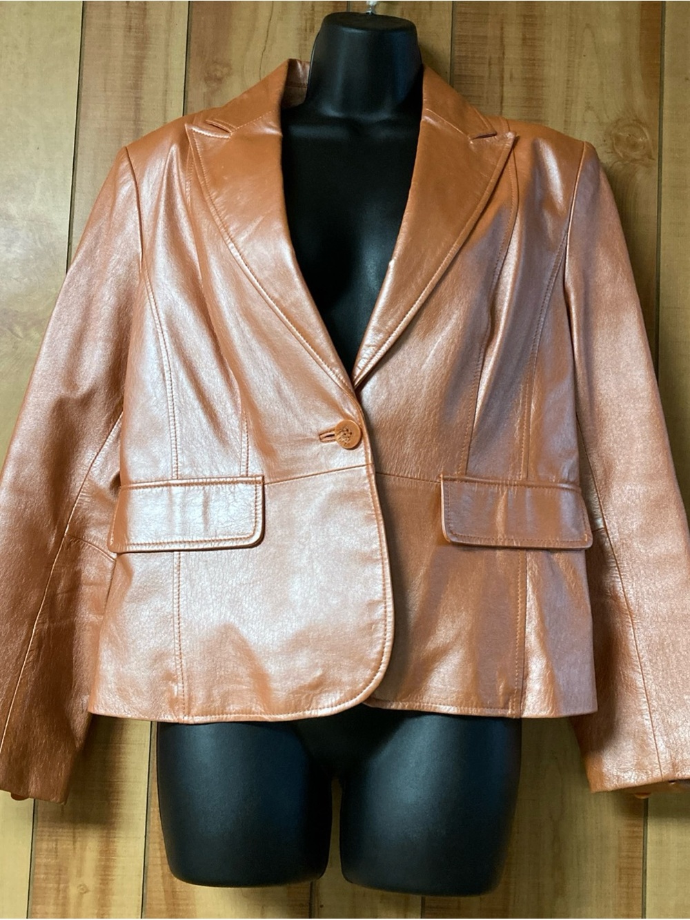 Vtg Y2K 90s Worthington Metallic Copper/cognac woman’s Sz L